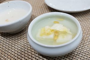 Course C - 1st course: water kimchi 물김치 at Temple Food Doban - 사찰음식도반 | in Seoul