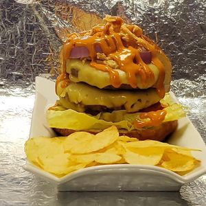 Vegan Double Cheeseburger  at JMT Vegan Eats in Virginia Beach