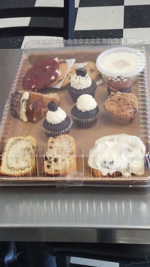Pastry and dessert assortment platter at JMT Vegan Eats in Virginia Beach