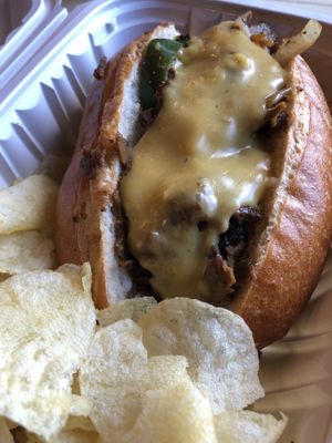 Philly Cheesesteak & Chips 👍🏾 at JMT Vegan Eats in Virginia Beach