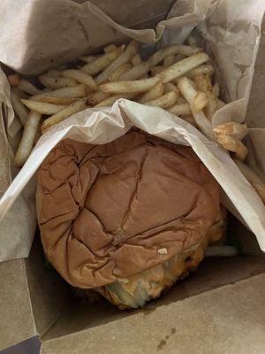 Fried Chick’n Sandwich and Fries  at JMT Vegan Eats in Virginia Beach