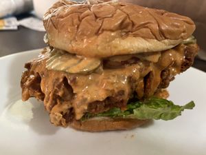 Vegan Fried Chick’n Sandwich  at JMT Vegan Eats in Virginia Beach