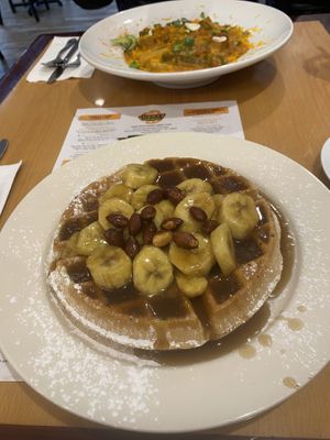 Banana waffles with pecans   at Cheezy Vegan in Woodlyn