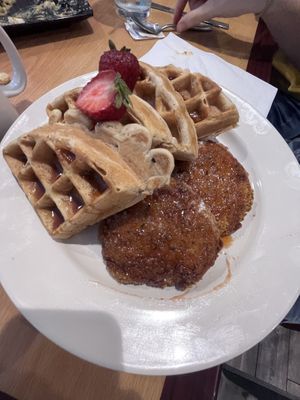 Chikin N Waffles (Amazing!)  at Cheezy Vegan in Woodlyn