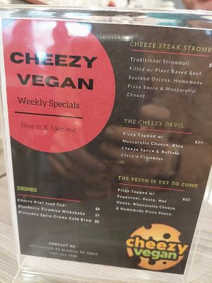 Specials OMG, like the menu isn't hard enough for decisions at Cheezy Vegan in Woodlyn