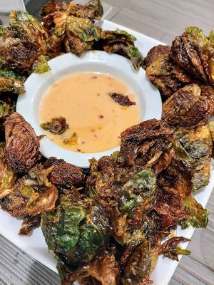 Fried brussels at Cheezy Vegan in Woodlyn