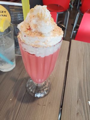 Strawberry Crunch milkshake at Cheezy Vegan in Woodlyn