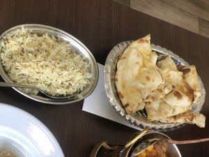 Naan and cumin rice  at Namastey in Faro