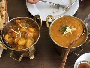 Lentil dal and potato cauliflower curry  at Namastey in Faro