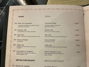 new vegan menu  at Namastey in Faro
