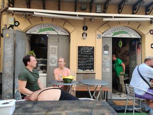 The outside at OrtoMio in Palermo