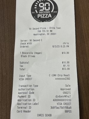   at 90 Second Pizza in Washington