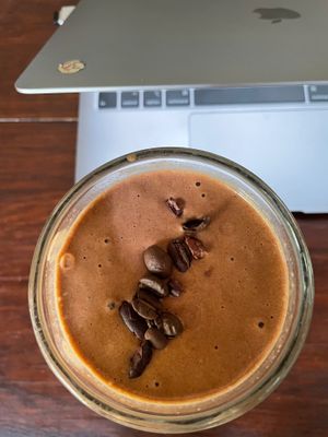 Brown smoothie  at Botanica Garden Cafe in Tulum