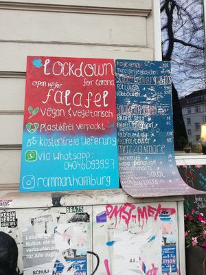 Lockdown for Corona - open up for falafel at Romman in Hamburg
