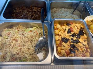 Buffet spread: fried rice and tofu. Photo by Mr Henry Lau aka Mr Purple at Original Taste Foods 老味道 in Central Singapore