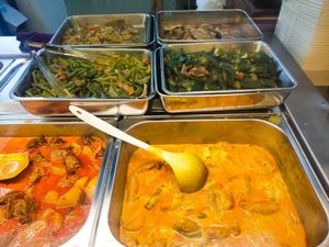 Dishes for mixed veggies rice at Original Taste Foods 老味道 in Central Singapore