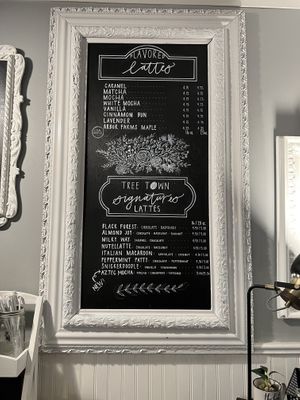 Latte menu  at Tree Town Cafe in Penfield