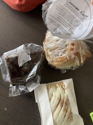Vegan cinnamon roll, brown sugar pop tart & brownie  at Tree Town Cafe in Penfield