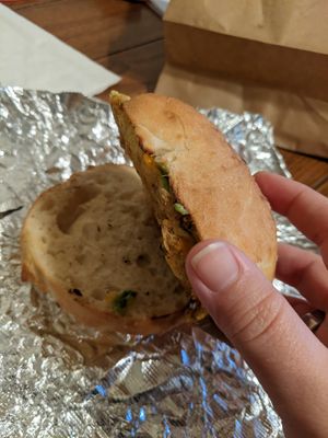 "Vegan superior breakfast sandwich gone green" at Tree Town Cafe in Penfield
