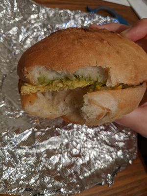 "Vegan superior breakfast sandwich gone green" at Tree Town Cafe in Penfield