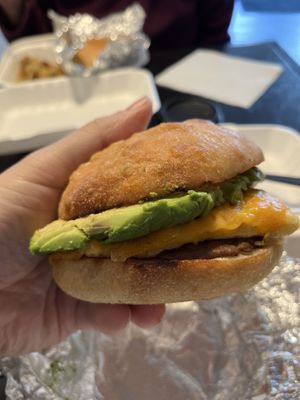 Breakfast sandwich with avocadoo  at Tree Town Cafe in Penfield