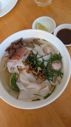 Sticky rice noodle soup at Cheerful House in Siem Reap