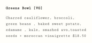 Greens Bowl at Sons of Mischief in Highett