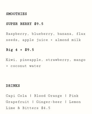 Vegan smoothies at Sons of Mischief in Highett