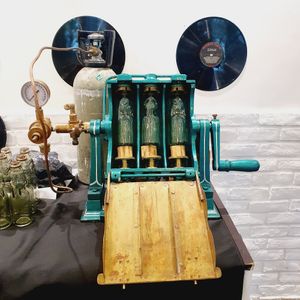 Antique . Old machine for making gassy drinks . From india. at YARANA  in Central Singapore