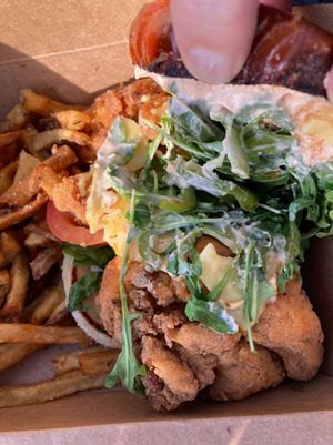 Hot Chick’N sandwich  at The Vegan Club in Cleveland