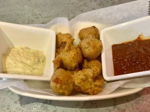 Chorizo Hush Puppies at The Vegan Club in Cleveland