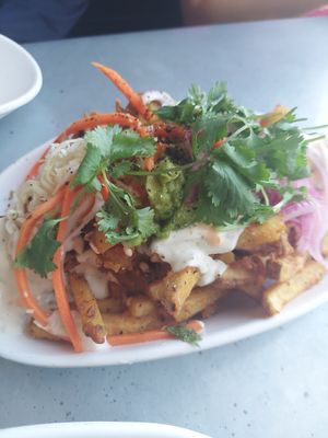 Crab fries at The Vegan Club in Cleveland