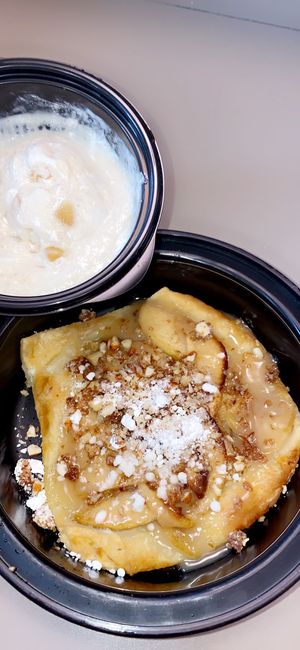 Vegan apple tart paired with apple oat ice cream #theappletarttasteslikechristmas you will not be sorry   at The Vegan Club in Cleveland