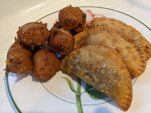 Hush puppies and lentil empanadas at The Vegan Club in Cleveland