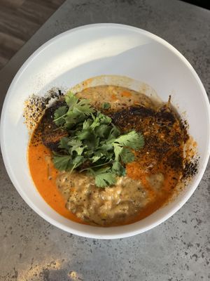 Crab cakes with sour corn  at The Vegan Club in Cleveland