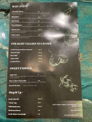 Menu 2  at The Vegan Club in Cleveland