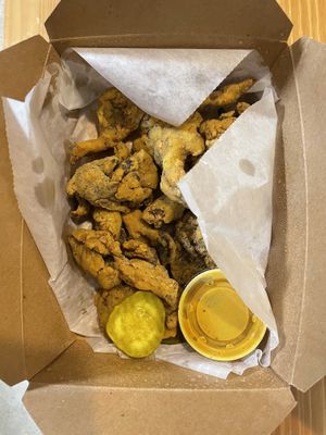 Battered mushrooms  at The Vegan Club in Cleveland