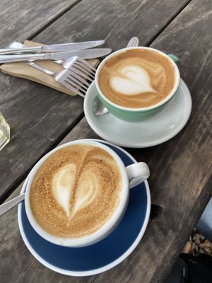 Soy & oat coffees  at Under The Red Verandah in Christchurch