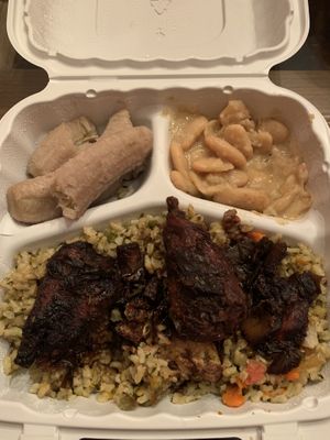 Flaming Jamaican dish  at Flame On Vegan in Agawam