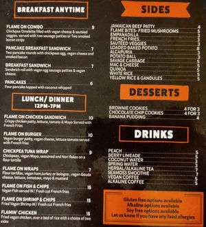 Menu at Flame On Vegan in Agawam