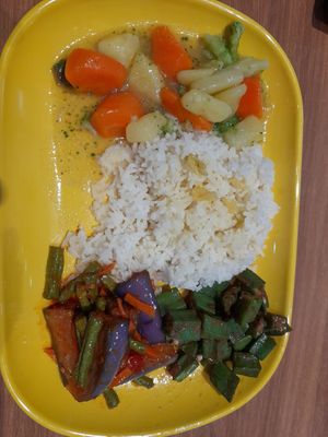 Request for less rice. $4 at Yi En Vegetarian 伊恩素食 in Central Singapore