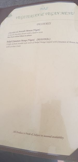 Menu7 at The Maji Beach Boutique Hotel Restaurant in Ukunda