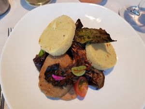 Gegrilde aubergine met couscous at Mama Gaia in Haarlem