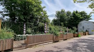 Spacious outdoor seating at Mama Gaia in Haarlem