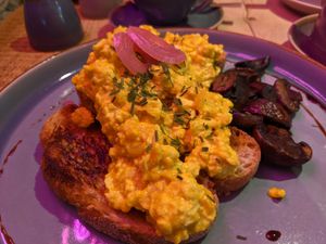 Scrambled tofu with mushrooms at The Vibe in Liverpool