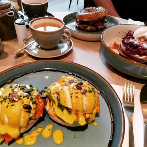 Veggs Royale, Pancakes, Zalmon Bagel LOVED IT at The Vibe in Liverpool