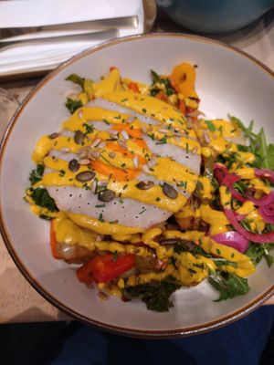 Hash stack with vegan fried egg at The Vibe in Liverpool