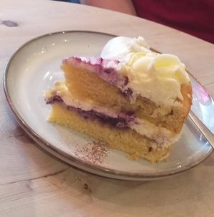 Lemon and blueberry cake at The Vibe in Liverpool