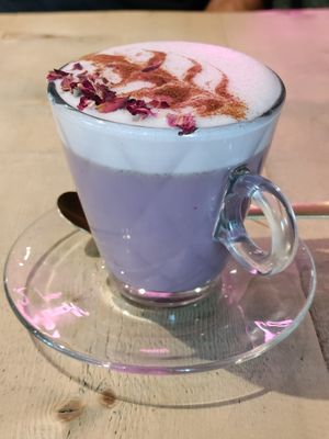 Pretty lavender latte at The Vibe in Liverpool