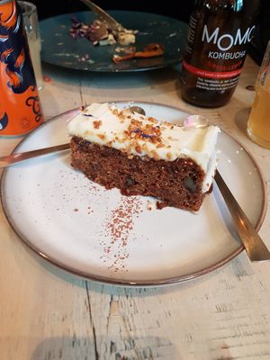 Beautiful carrot cake at The Vibe in Liverpool